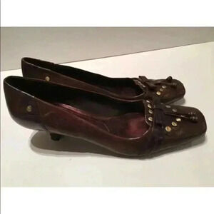 Nine West Heels Size 7.5 Brown Leather Studded 90s Y2k vintage